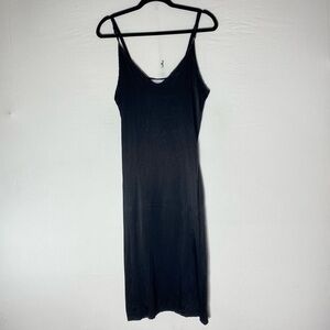Dailystory Black Satiny Slip Dress L